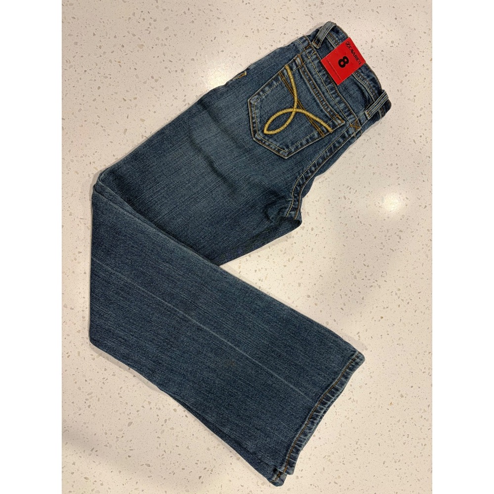 Z Cavaricci Vintage Girls Size 8 Flare Leg Denim Jeans Medium Wash Stretch Blue